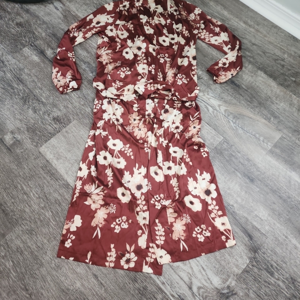 Joyfolie Burgundy Floral Long Sleeve Dress